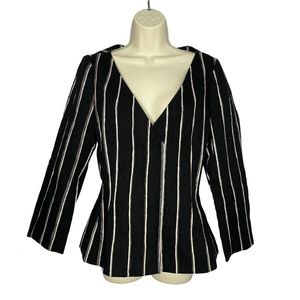 Protagonist  Black Striped V Neck Jacket